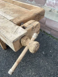 Table industrielle établi menuisier en bois naturel brut vintage bohême
