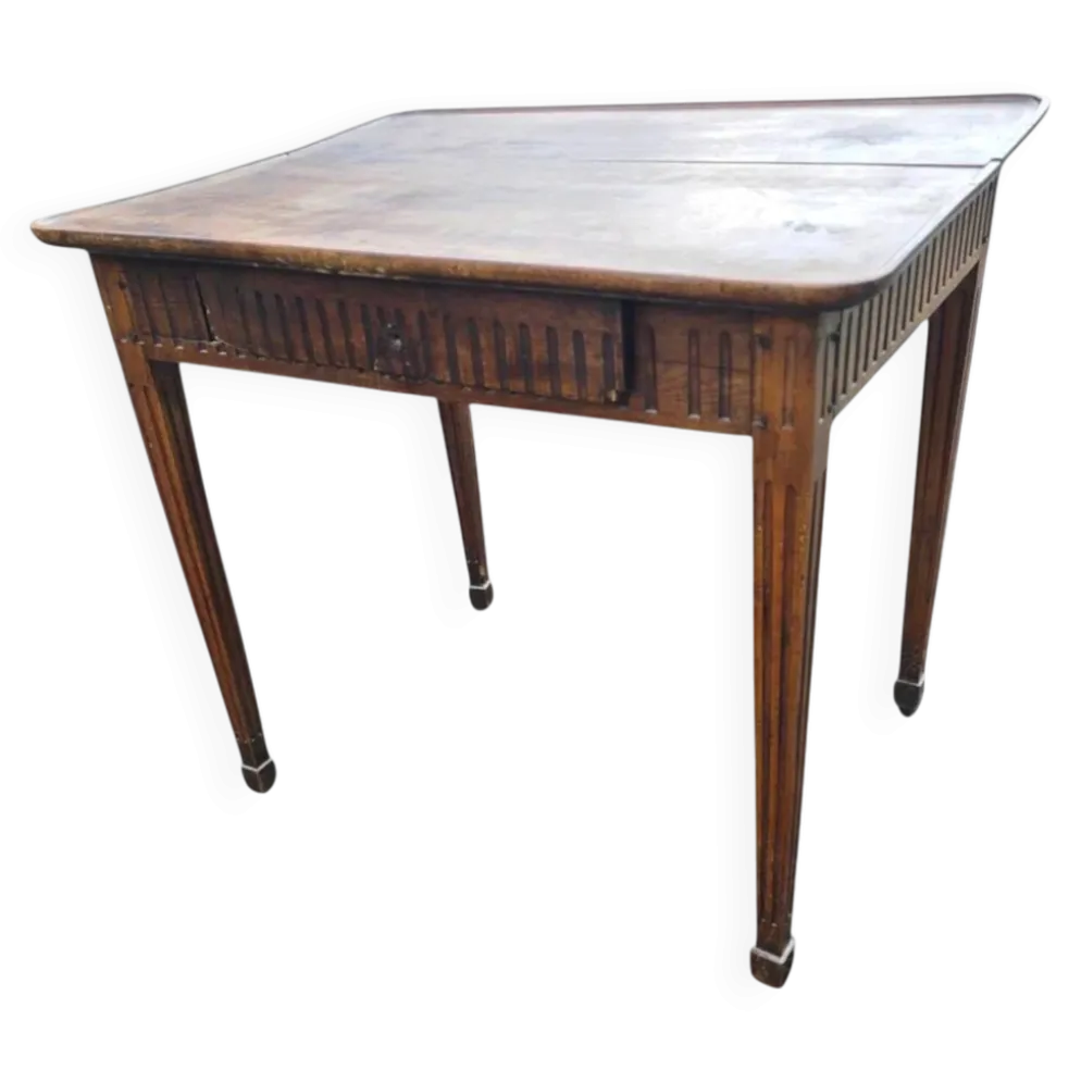 Table à jeux ancienne style Louis XVI en bois patiné