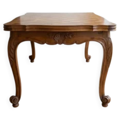 Table Louis XV en bois sculpté et marqueté - 150 × 90 cm