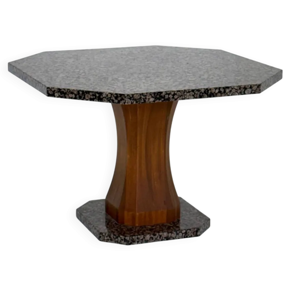 Table à manger Art Déco avec plateau en granit octogonal