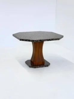 Table à manger Art Déco avec plateau en granit octogonal