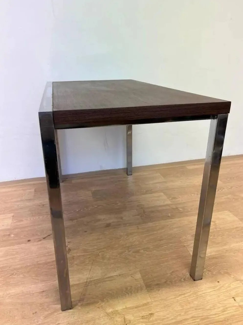 Table à manger/bureau en bois wenge et chrome par Ladislav Vrátník, années 1970