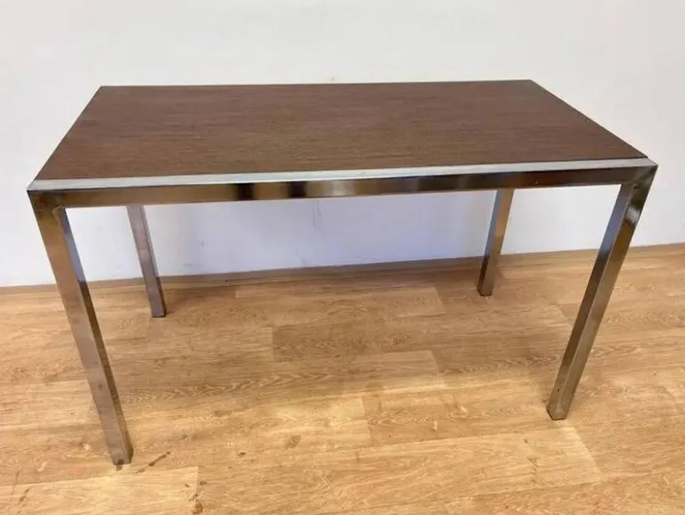 Table à manger/bureau en bois wenge et chrome par Ladislav Vrátník, années 1970
