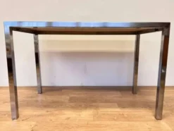 Table à manger/bureau en bois wenge et chrome par Ladislav Vrátník, années 1970