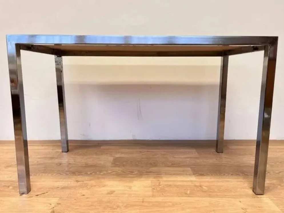 Table à manger/bureau en bois wenge et chrome par Ladislav Vrátník, années 1970