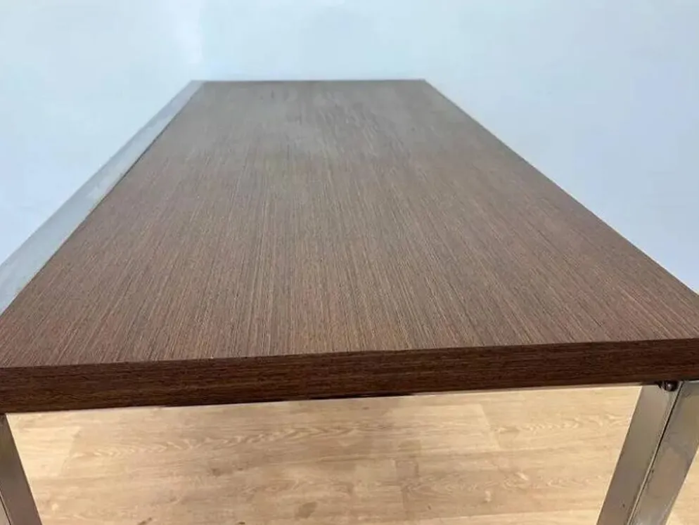 Table à manger/bureau en bois wenge et chrome par Ladislav Vrátník, années 1970