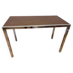Table à manger/bureau en bois wenge et chrome par Ladislav Vrátník, années 1970