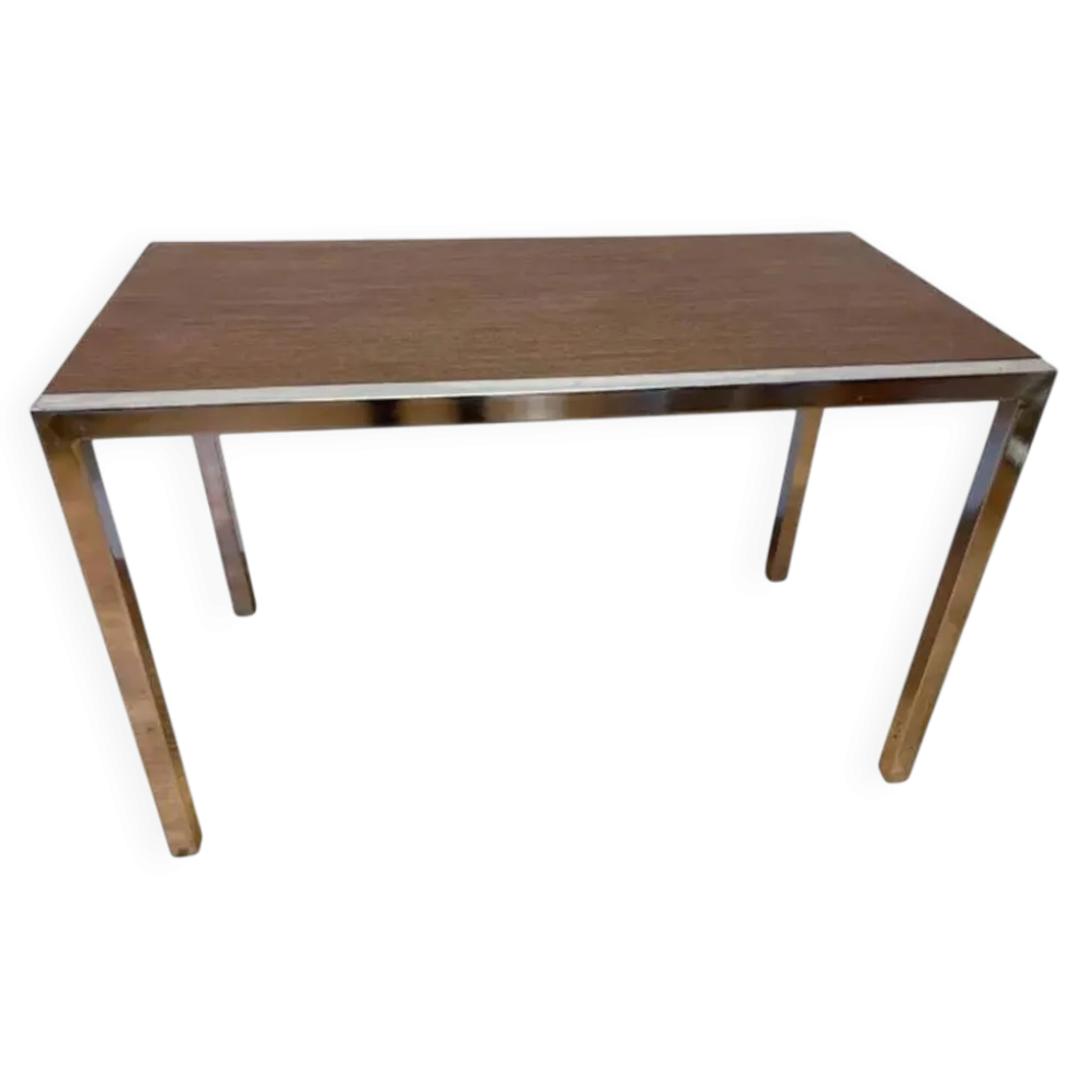 Table à manger/bureau en bois wenge et chrome par Ladislav Vrátník, années 1970