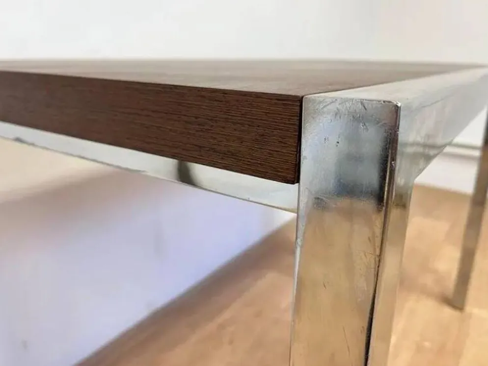 Table à manger/bureau en bois wenge et chrome par Ladislav Vrátník, années 1970
