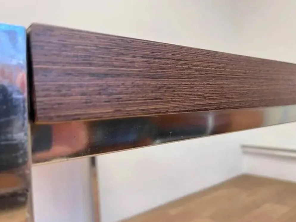 Table à manger/bureau en bois wenge et chrome par Ladislav Vrátník, années 1970