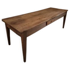 Table à manger de ferme française ancienne du XVIIIe siècle en chêne et châtaignier