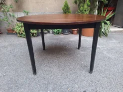 Table à manger en bois avec plateau rond extensible, années 1950