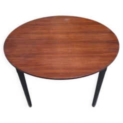 Table à manger en bois avec plateau rond extensible, années 1950