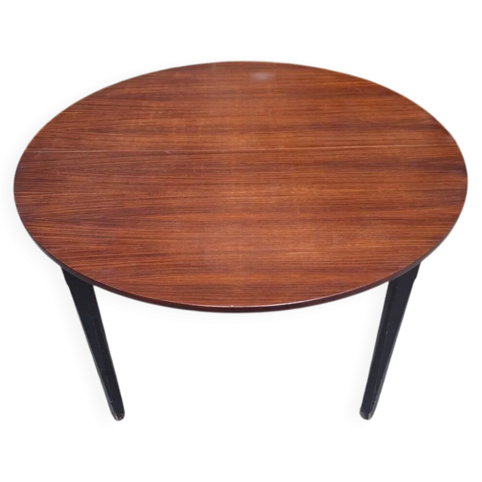 Table à manger en bois avec plateau rond extensible, années 1950