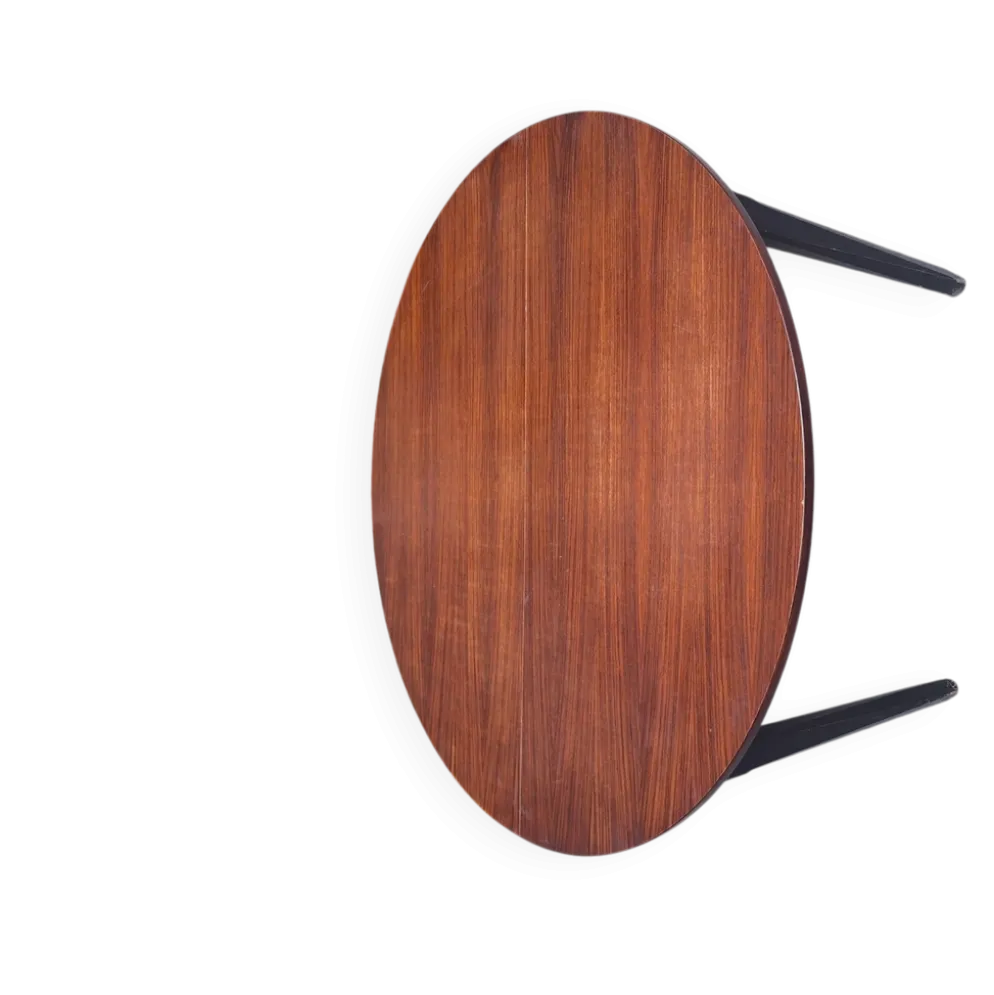 Table à manger en bois avec plateau rond extensible, années 1950
