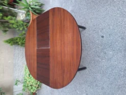 Table à manger en bois avec plateau rond extensible, années 1950