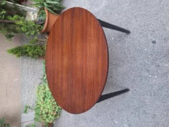 Table à manger en bois avec plateau rond extensible, années 1950