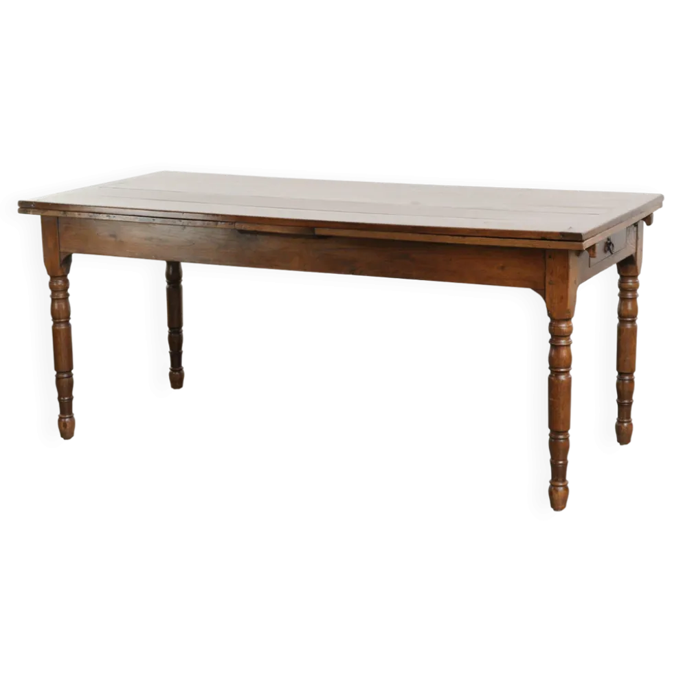 Table à manger en chêne ancien de la fin du XVIIIe siècle avec des rallonges.