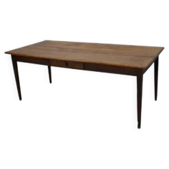 Table à manger en chêne de ferme rustique française du début du 20e siècle