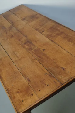 Table à manger en chêne de ferme rustique française du début du 20e siècle