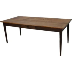 Table à manger en chêne de ferme rustique française du début du 20e siècle