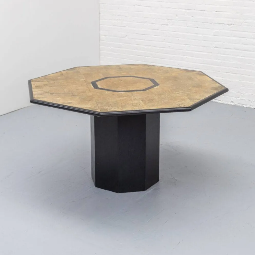 Table à manger en liège octogonale Italie années 1980