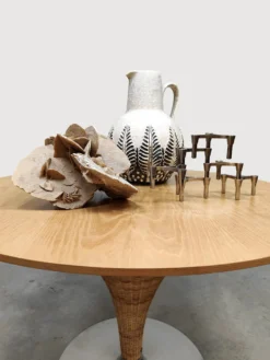 Table à manger en osier vintage italienne Tito Agnoli Bonacina Pierantonio