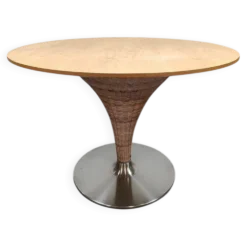 Table à manger en osier vintage italienne Tito Agnoli Bonacina Pierantonio