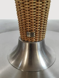 Table à manger en osier vintage italienne Tito Agnoli Bonacina Pierantonio