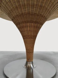 Table à manger en osier vintage italienne Tito Agnoli Bonacina Pierantonio