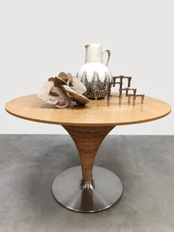 Table à manger en osier vintage italienne Tito Agnoli Bonacina Pierantonio