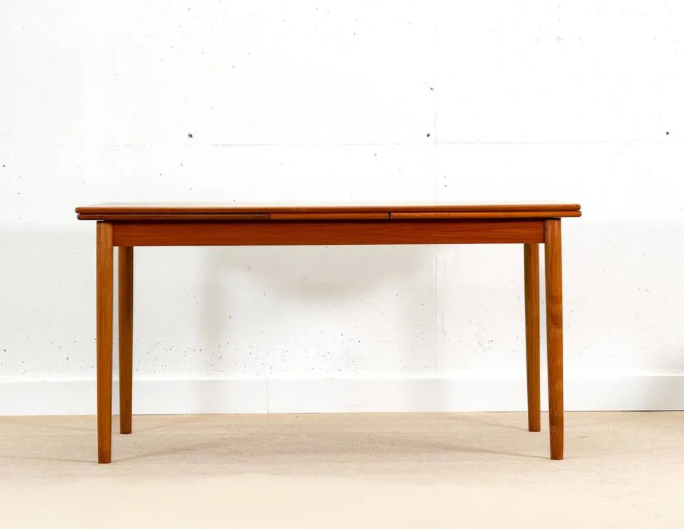 Table à manger en teck à double extension (Fabriquée au Danemark en 1960)