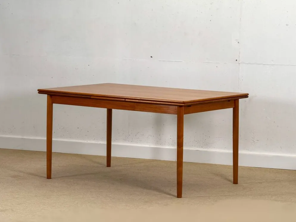 Table à manger en teck à double extension (Fabriquée au Danemark en 1960)
