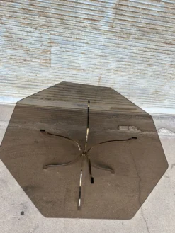 Table à manger en verre fumé et chrome, années 1970