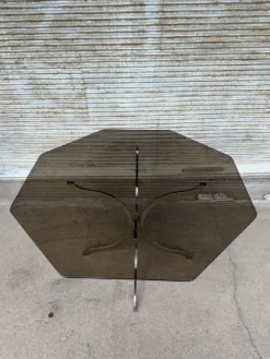 Table à manger en verre fumé et chrome, années 1970