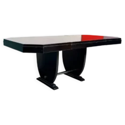 Table à manger extensible de style Art déco en bois avec finition laquée no