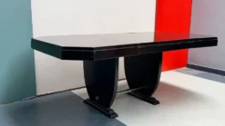 Table à manger extensible de style Art déco en bois avec finition laquée no