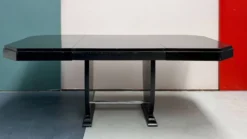 Table à manger extensible de style Art déco en bois avec finition laquée no