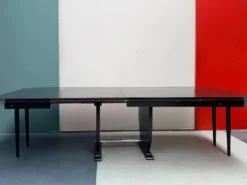 Table à manger extensible de style Art déco en bois avec finition laquée no