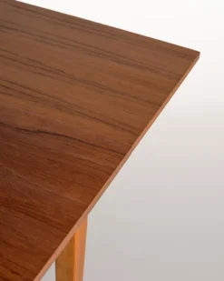 Table à manger extensible en teck et hêtre scandinave, années 1950-60.