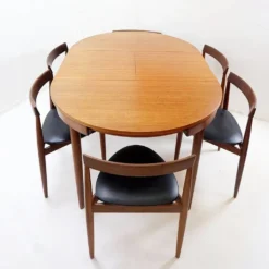 Table à manger extensible en teck et 6 chaises par Hans Olsen pour Frem Røjle, années 1950