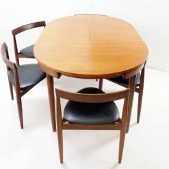 Table à manger extensible en teck et 6 chaises par Hans Olsen pour Frem Røjle, années 1950