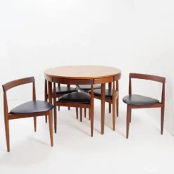 Table à manger extensible en teck et 6 chaises par Hans Olsen pour Frem Røjle, années 1950