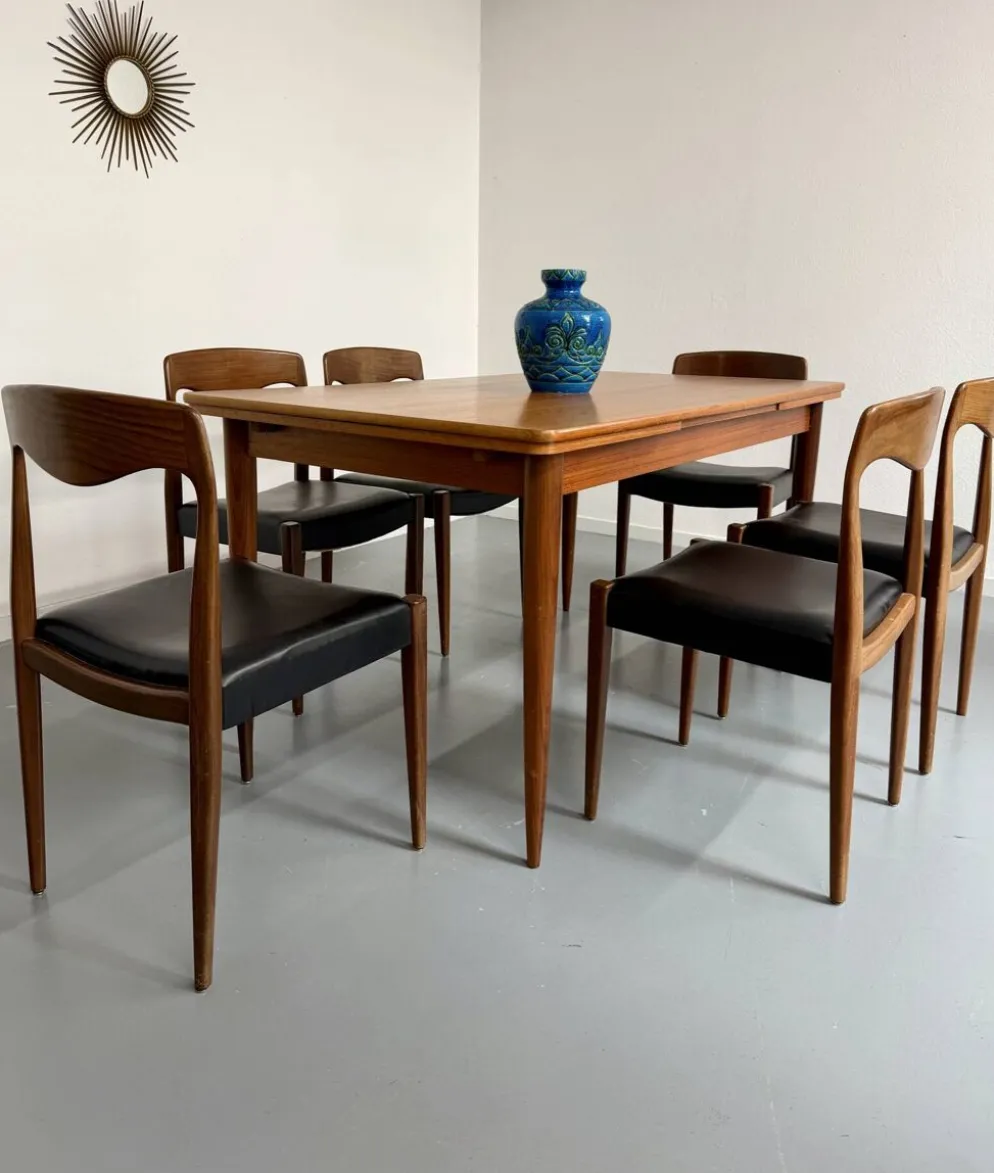 Table à manger extensible en teck design scandinave des années 1960