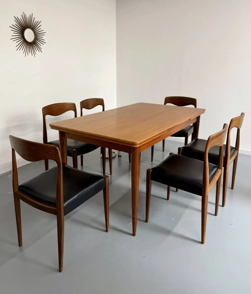 Table à manger extensible en teck design scandinave des années 1960