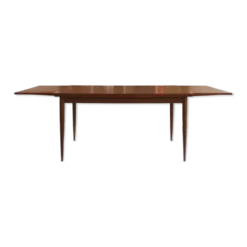 Table à manger extensible en teck, pieds fuseaux, années 60