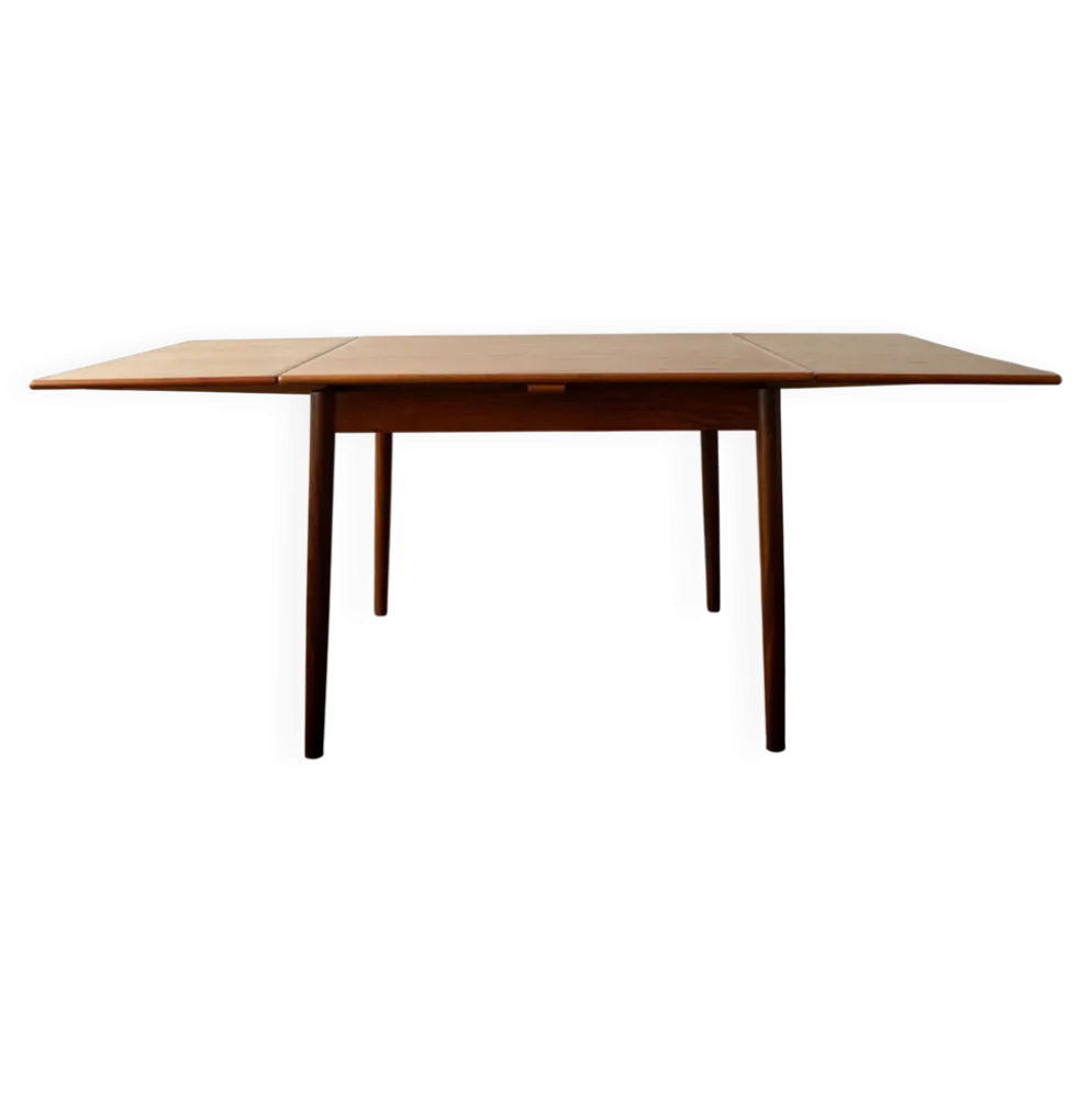 Table à manger extensible en teck moderne danois modèle 24 par Ansager Møbler années 1960.