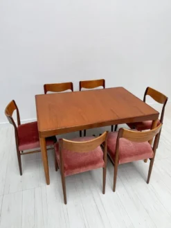 Table à manger extensible en teck danois vintage des années 1960.
