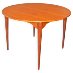 Table à manger extensible en teck circulaire italienne, années 1960