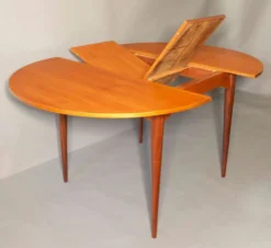 Table à manger extensible en teck circulaire italienne, années 1960
